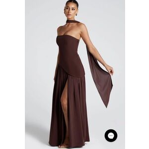 Babyboo Maliyah Dress w/ Scarf in Plum Brown